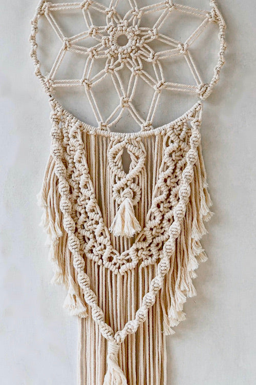 HoM Handcrafted Macrame 'Star Gaze' Dream-catcher Wall Hanging