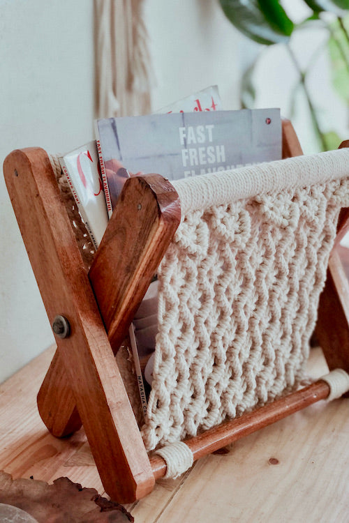 HoM Handcrafted Macrame Magazine Rack Holder