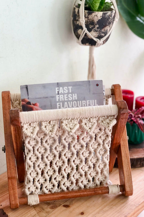 HoM Handcrafted Macrame Magazine Rack Holder