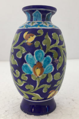 Ram Gopal Blue Pottery Handcrafted 'Lotha Vase ' Blue Vase