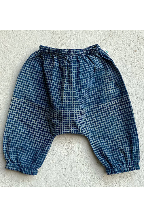 Whitewater Kids Unisex Organic Indigo Check Kurta Top With Matching Pants