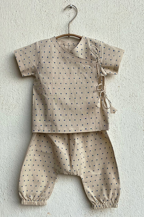 Whitewater Kids Unisex Organic Indigo Raidana Angrakha Top With Matching Pants