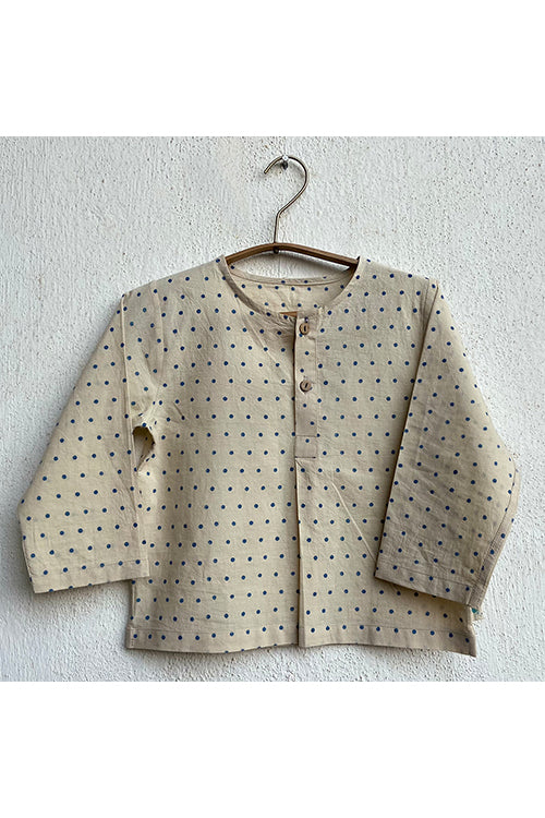 Whitewater Kids Unisex Organic Indigo Raidana Kurta Top With Check Pants