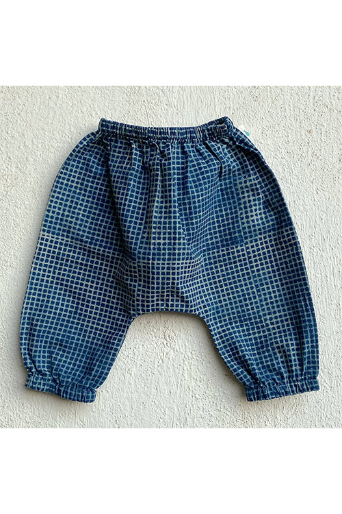 Whitewater Kids Unisex Organic Indigo Raidana Kurta Top With Check Pants