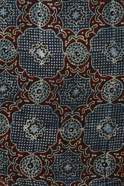 Blue Ajrakh Handblock Printed Modal Saree | Jabbar Khatri