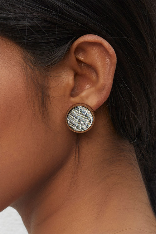 Whebyabira Handcrafted Round Silver MDF Stud