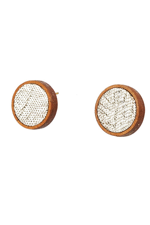 Whebyabira Handcrafted Round Silver MDF Stud