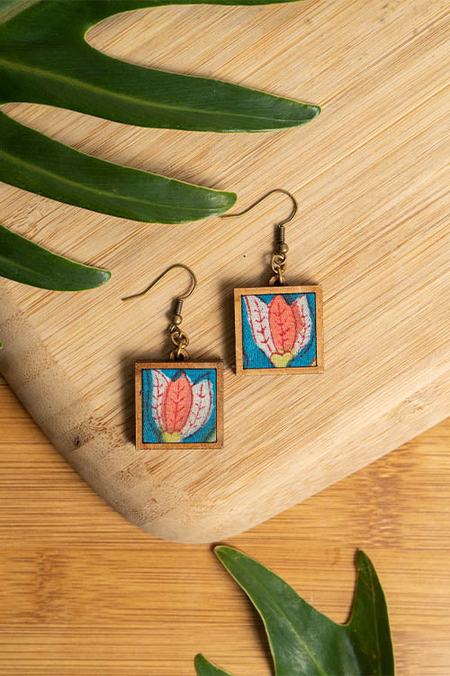 Whebyabira Handcrafted Floral MDF Earrings