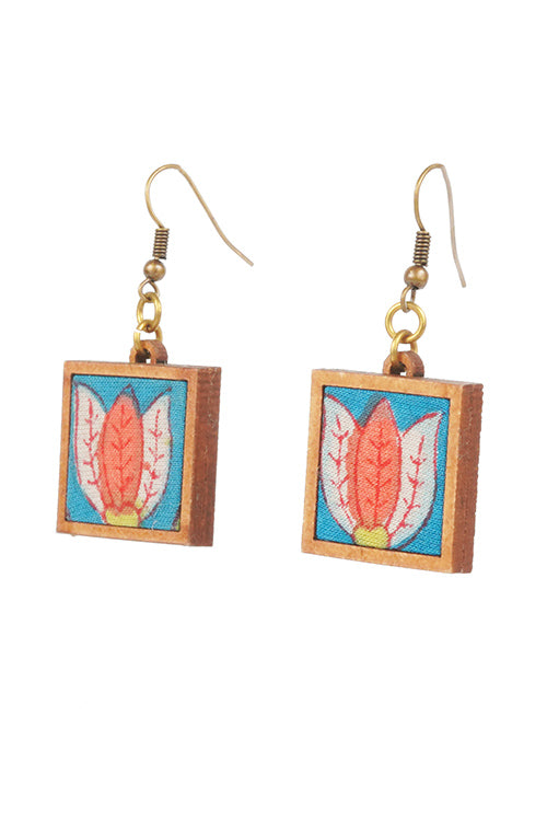 Whebyabira Handcrafted Floral MDF Earrings