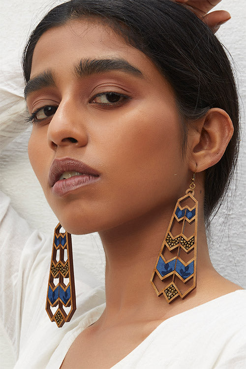 Whe Blue Fabric Statement Earrings