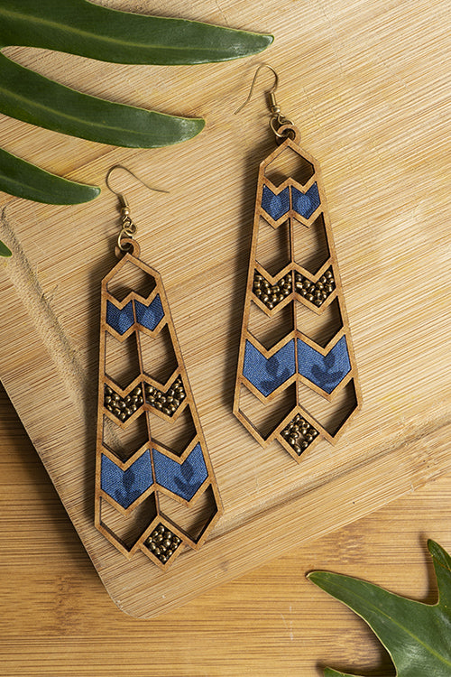 Whe Blue Fabric Statement Earrings