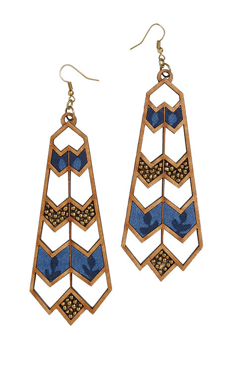 Whe Blue Fabric Statement Earrings
