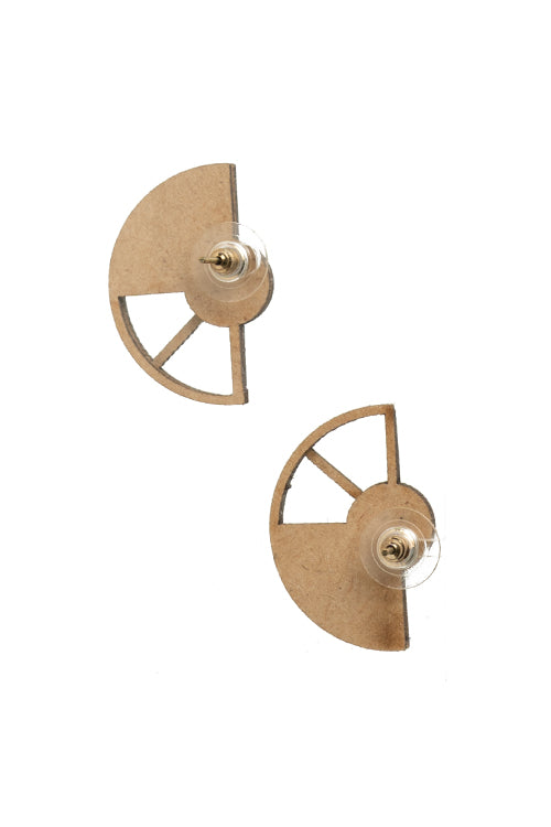 Whe Black Geometrical Repurposed Fabric and wood earring