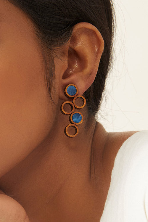 Whe Unity Repurposed fabric and wood earring