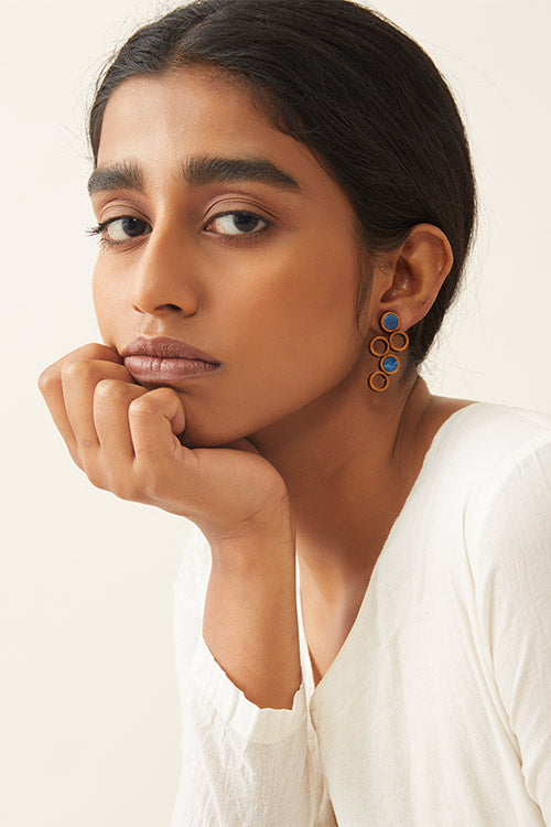 Whe Unity Repurposed fabric and wood earring