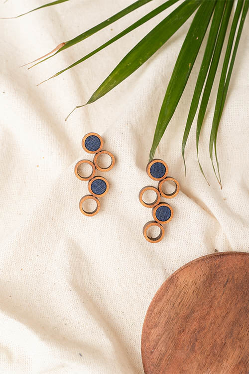 Whe Unity Repurposed fabric and wood earring