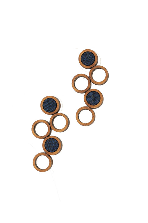 Whe Unity Repurposed fabric and wood earring