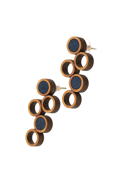 Whe Unity Repurposed fabric and wood earring