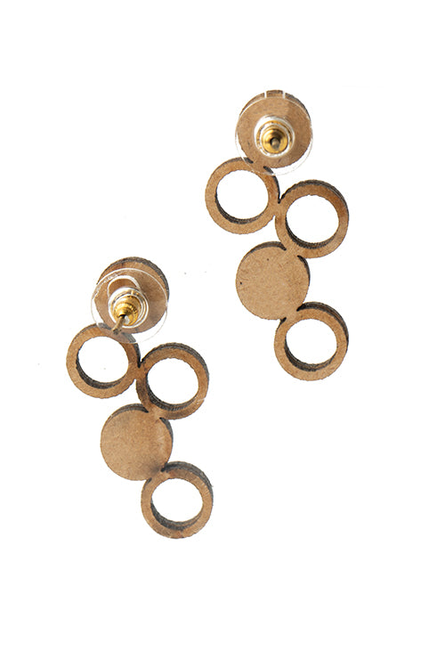 Black and Brown Unity Repurposed fabric and wood earring