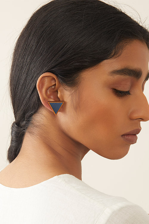 Whe Two Look in One Blue Traingle earring