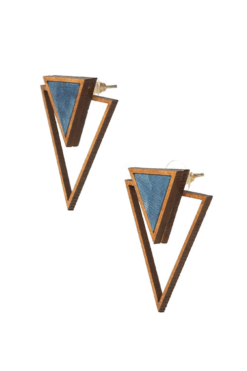Whe Two Look in One Blue Traingle earring