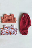 Whitewater Kids Unisex Organic Koi Jhabla Pants Bag - Koi Red And Peach Jhabla With Red Pants