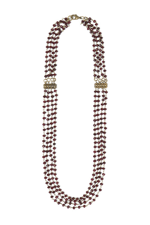 Whe Ruby Red Multistrand Dyed Semi-precious Quartz Stone Necklace