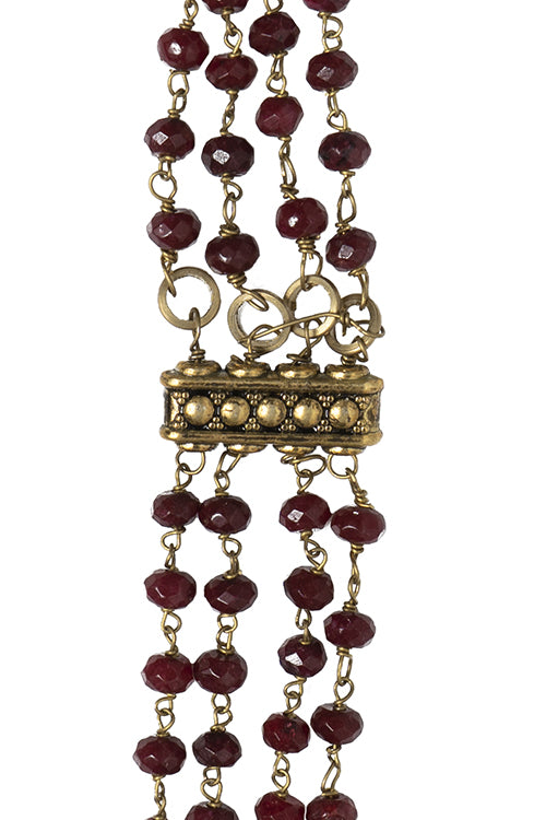 Whe Ruby Red Multistrand Dyed Semi-precious Quartz Stone Necklace