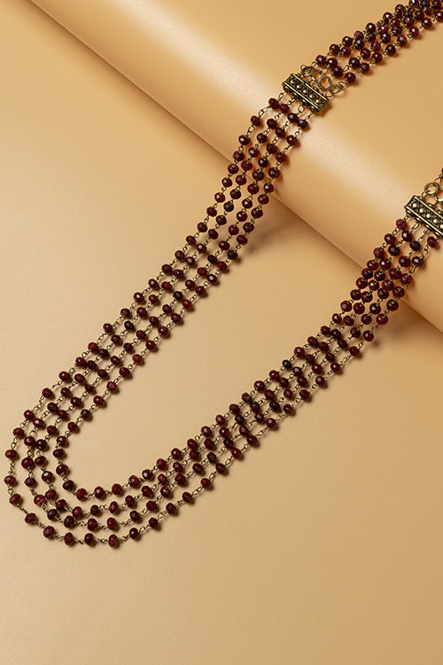 Whe Ruby Red Multistrand Dyed Semi-precious Quartz Stone Necklace