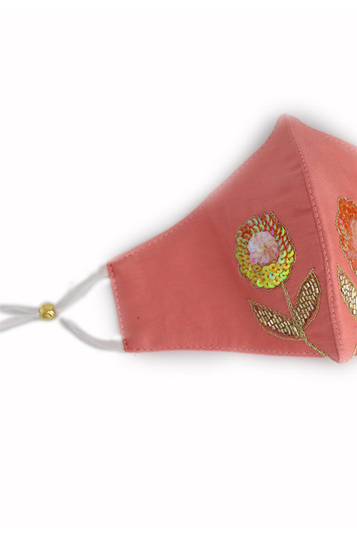 Whe Peach Festive Hand-embroidered Mask