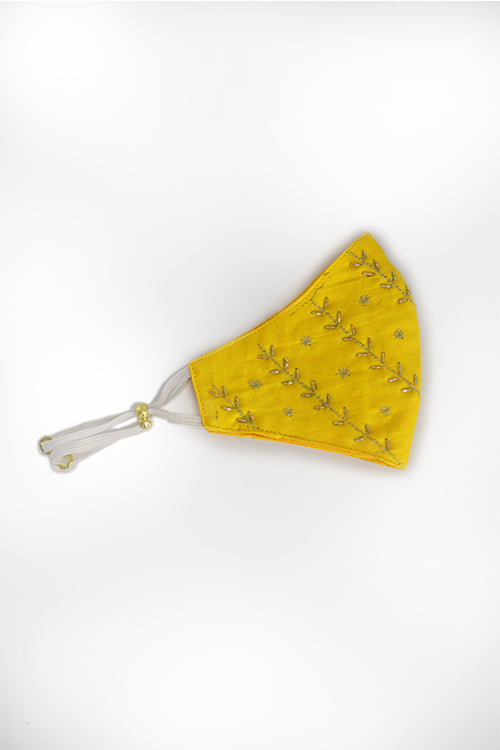 Whe Yellow Festive Hand-embroidered Mask