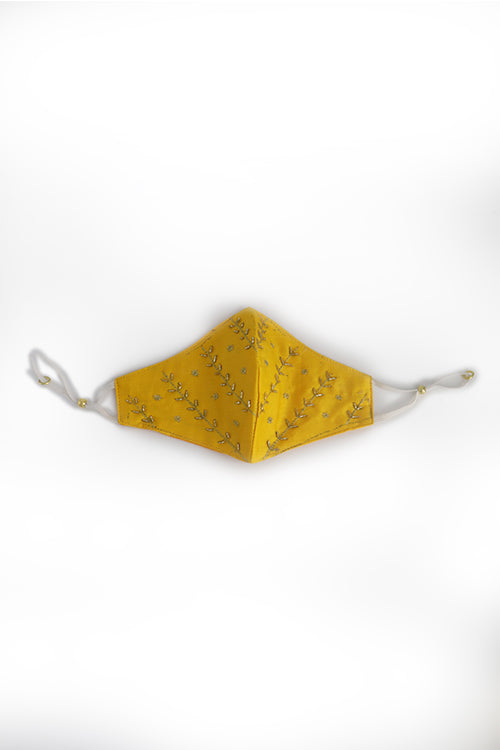 Whe Yellow Festive Hand-embroidered Mask
