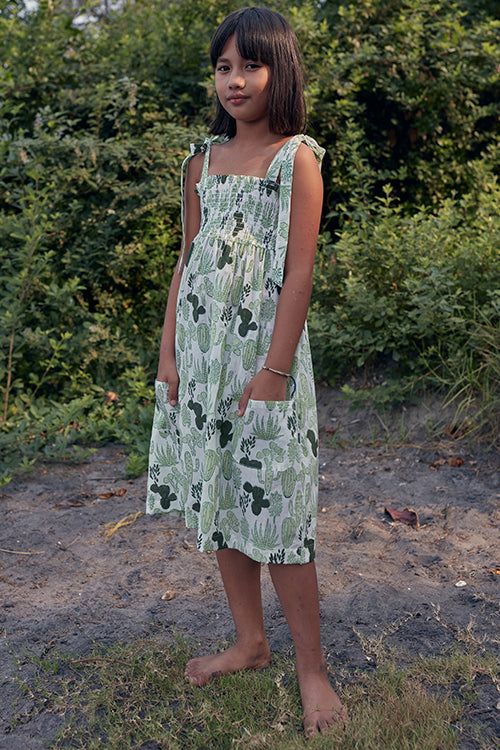 Okhai 'Girl' Hand Block Print Pure Cotton Sleeveless Kids Dress