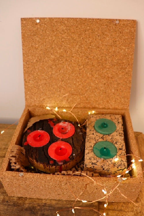 Kirgiti's Hamper Box With Cork Bark And Rectangular Diya Stand