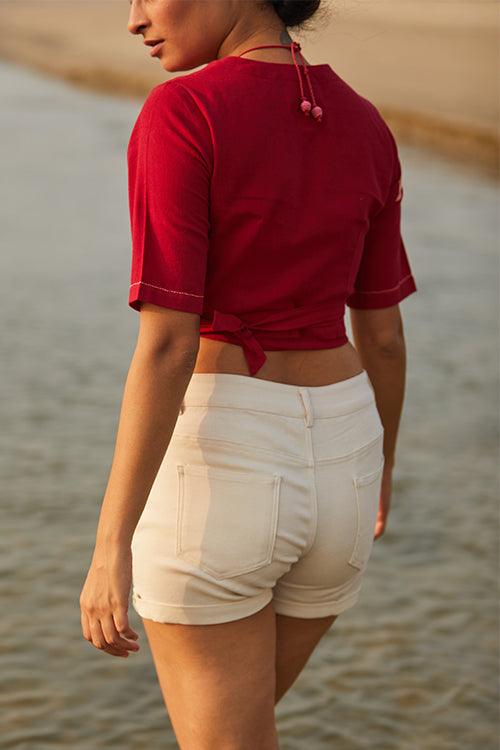Okhai 'Freedom Flight' Hand Embroidered Wrap-Around Crop Top