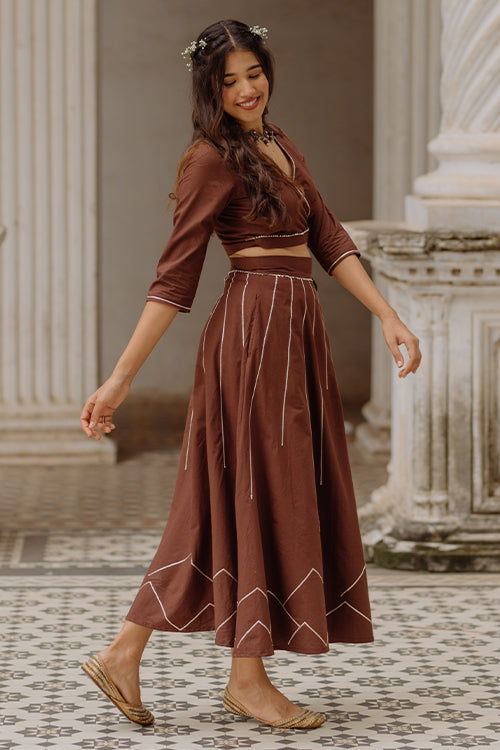 Cocoa Amour Gota Patti Wrap Top With Skirt For Women Online
