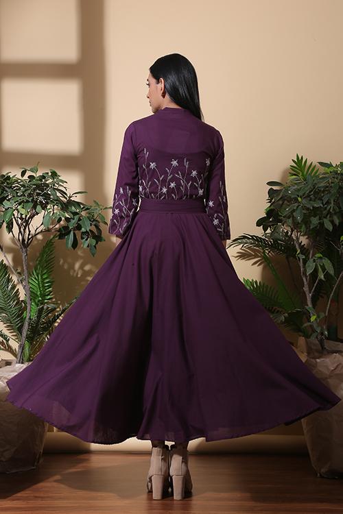 Okhai ‘Night Garden’ Hand Embroidered Pure Cotton Fit & Flare Dress