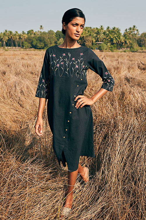 Okhai 'Purpose' Hand Embroidered Mirror Work Pure Cotton Dress