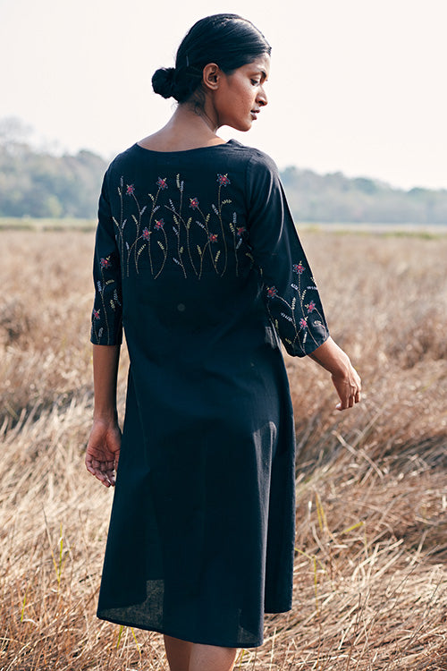 Okhai 'Purpose' Hand Embroidered Mirror Work Pure Cotton Dress
