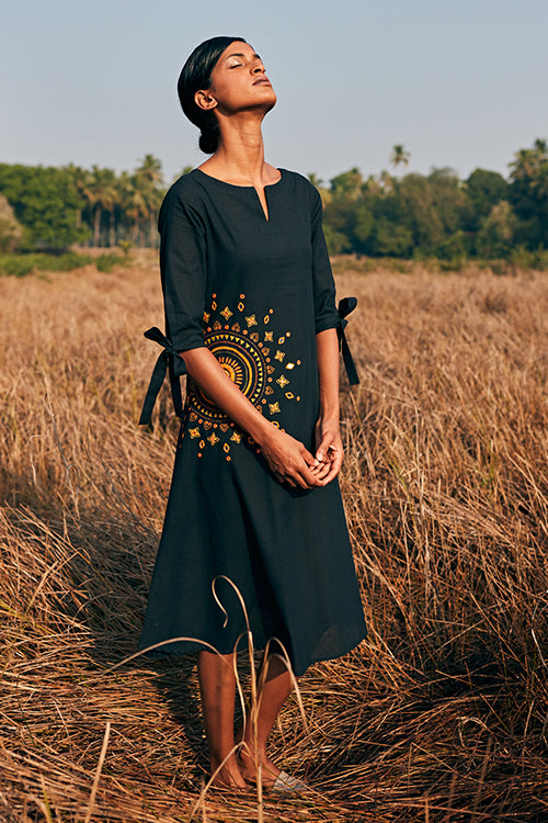 Okhai 'Power' Hand Embroidered Mirror Work Pure Cotton Dress
