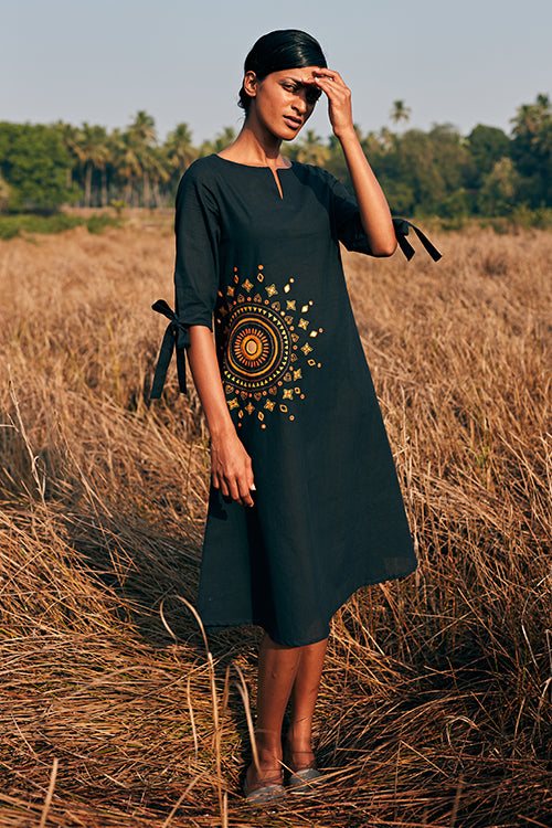 Okhai 'Power' Hand Embroidered Mirror Work Pure Cotton Dress