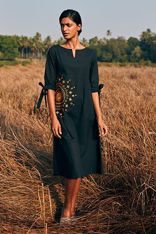 Okhai 'Power' Hand Embroidered Mirror Work Pure Cotton Dress