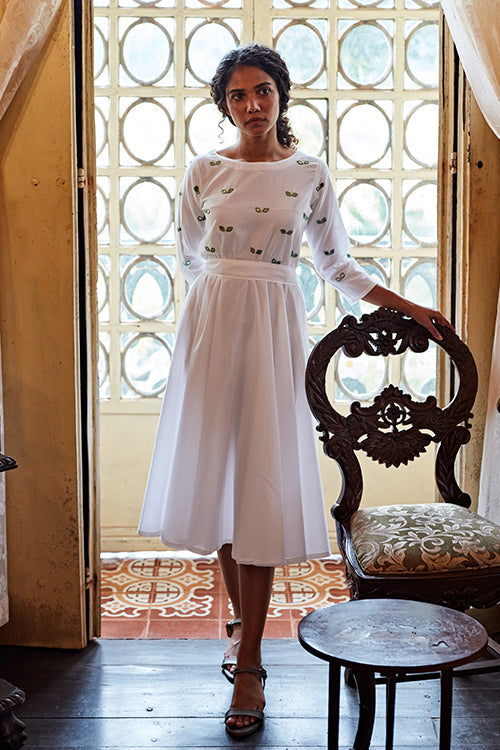 Okhai 'Fire Fly' Mirror Work Pure Cotton Dress