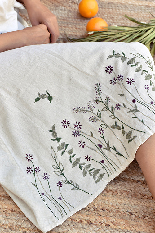 Okhai 'Moonflower' Pure Cotton Embroidered Sleeveless Wrap Dress