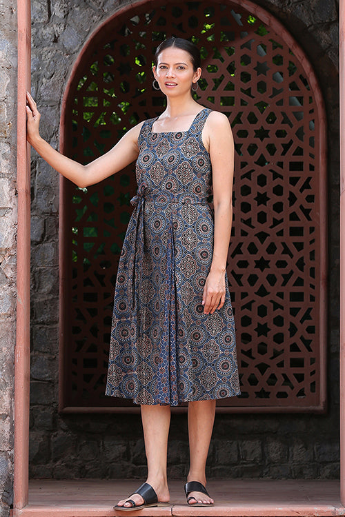 Legend Pure Cotton Ajrakh Handblock Printed Dress For Women Online