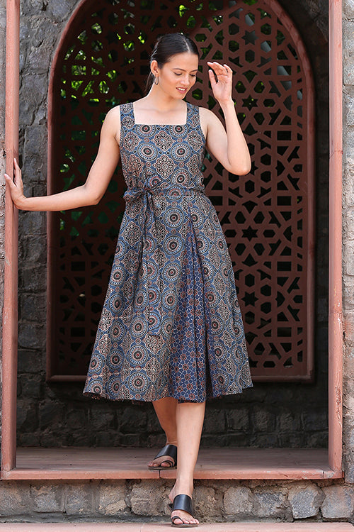 Okhai 'Legend' Pure Cotton Handblock Printed Ajrakh Dress