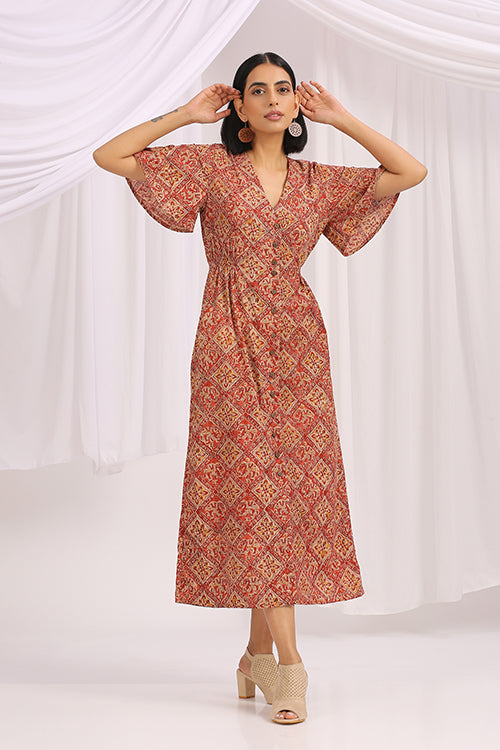 Okhai 'Khwab' Hand Block Printed Kalamkari Dress