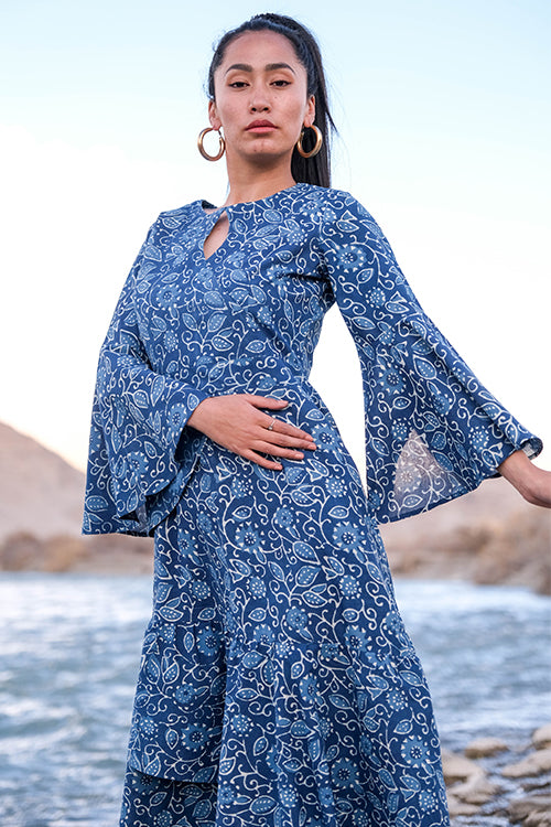 Okhai 'Indigo Soul' Hand Block Printed Cotton Dress