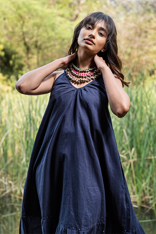 Candid Cotton Hand Embroidered Mirror Work Dress For Women Online