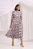 Afterglow Hand Block Printed Cotton Round Neck Dress For Women Online